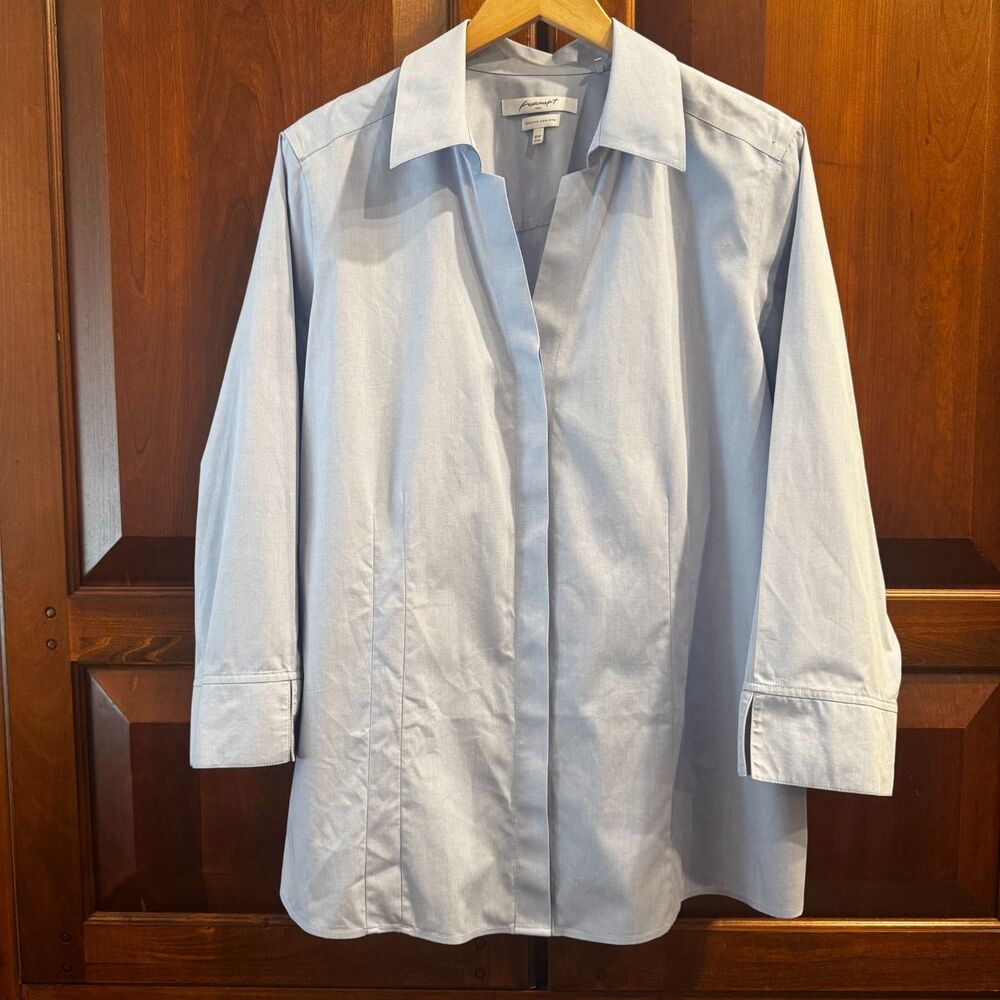 Foxcroft NYC Heritage Non-Iron Light Blue Button Front Cotton Womens Shirt 18W
